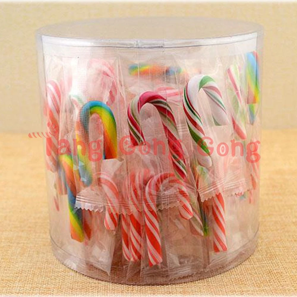 Colorful Fruit Jelly Bean Cane Hard Candy with Cane Shape