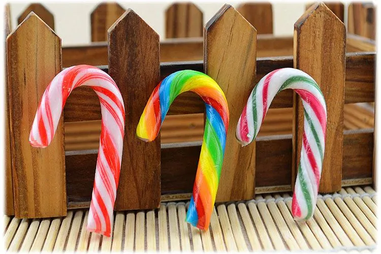 Colorful Fruit Jelly Bean Cane Hard Candy with Cane Shape