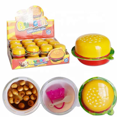 어린이를 위한 쿠키와 장난감 사탕이 포함된 미니 햄버거 모양의 초콜릿 컵